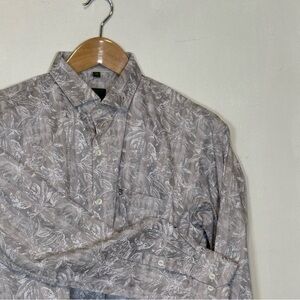Men's San Mark Floral Gray Patterned Shirt Size 38 (Medium)